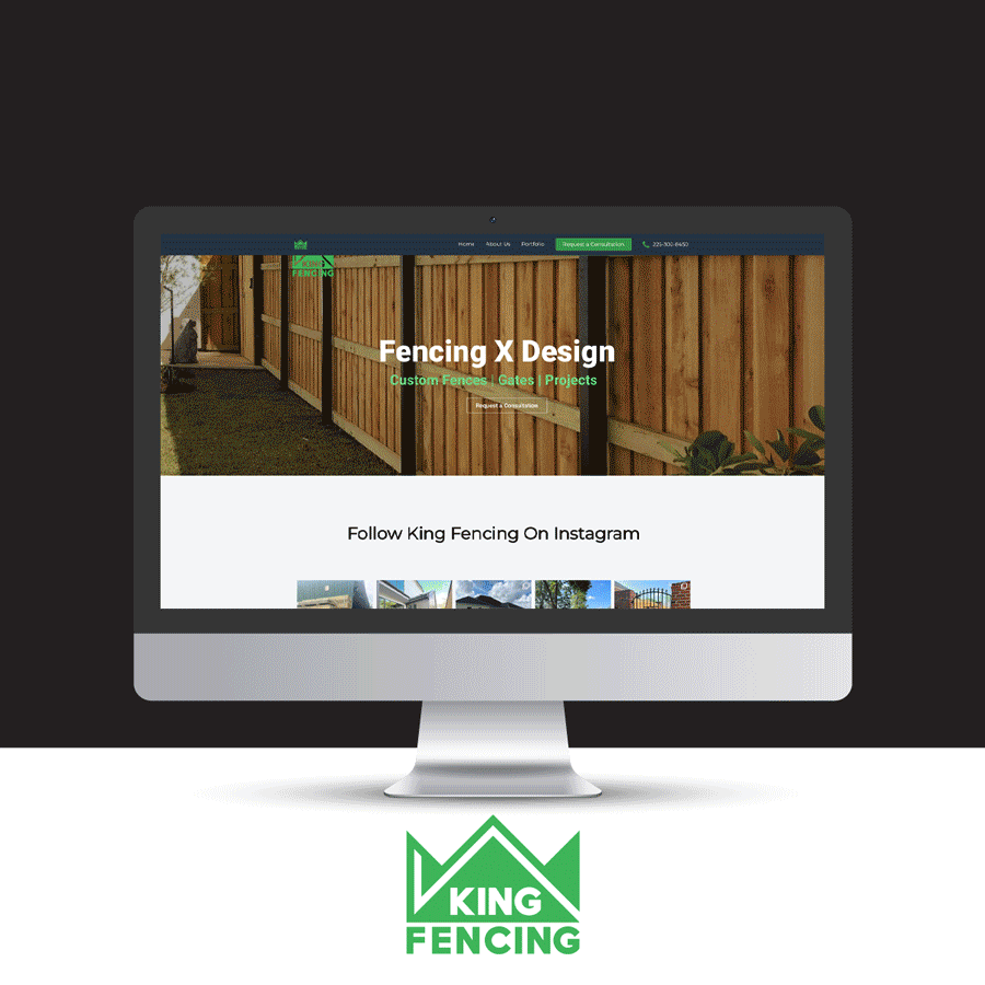 Gif of King Fencing website scrolling on computer screen